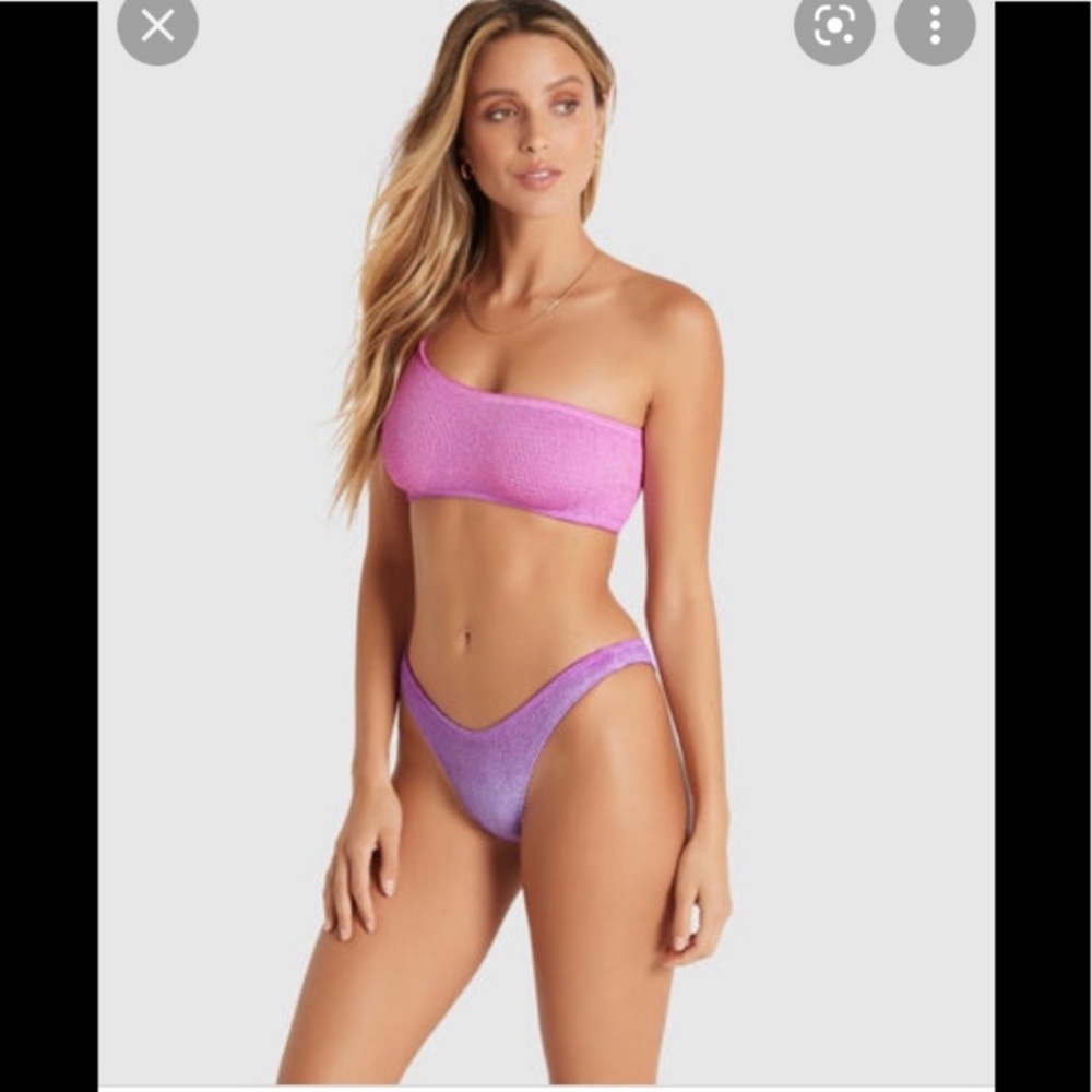 Bound bond-eye Australia Pink Purple ombré One-Shoulder Bikini Set S